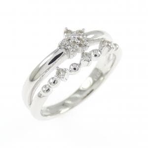 K18WG フラワー ダイヤモンド リング 0.08CT