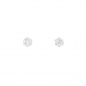 K18WG ソリティア ダイヤモンド ピアス 0.50CT