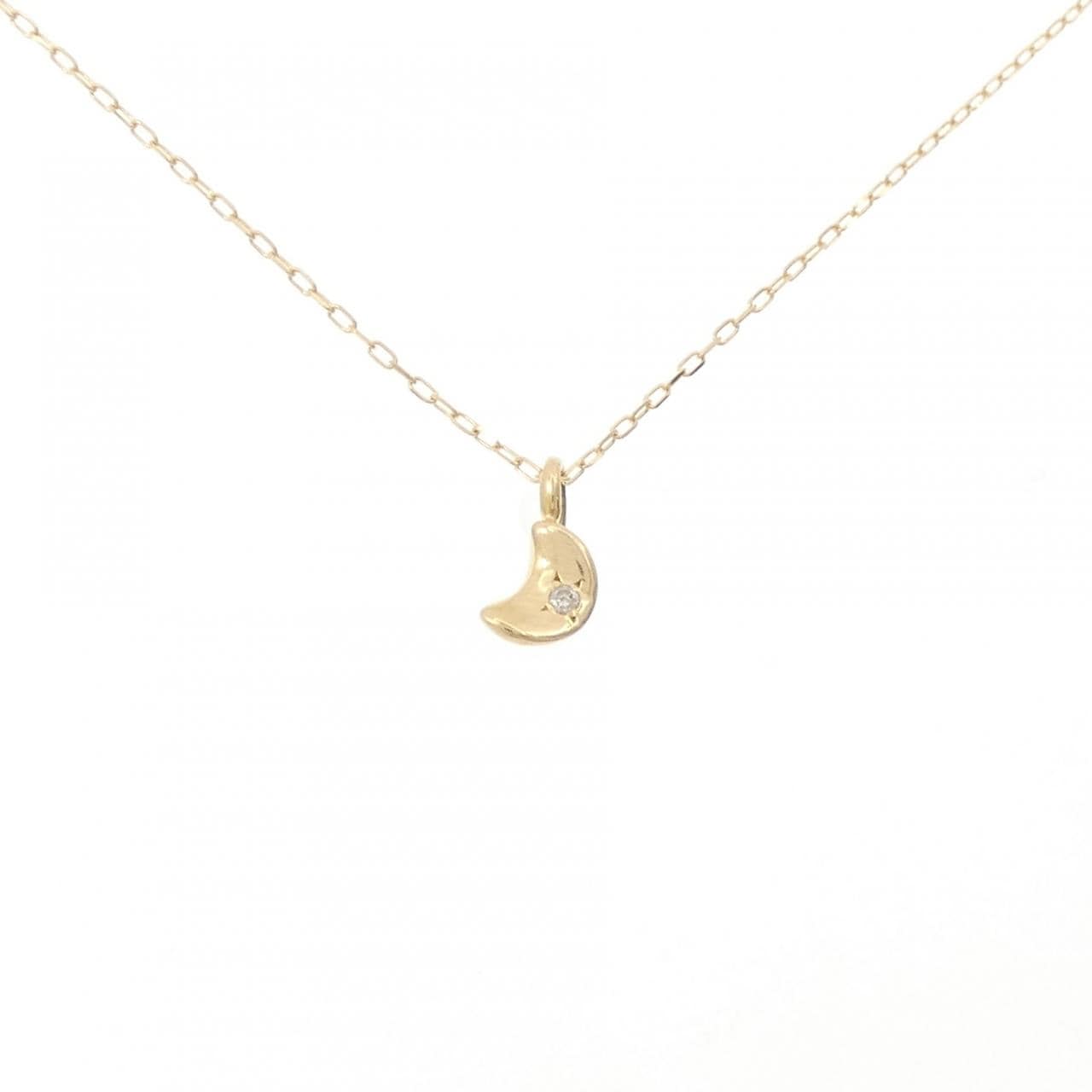 K18YG ムーン ダイヤモンド ネックレス 0.01CT