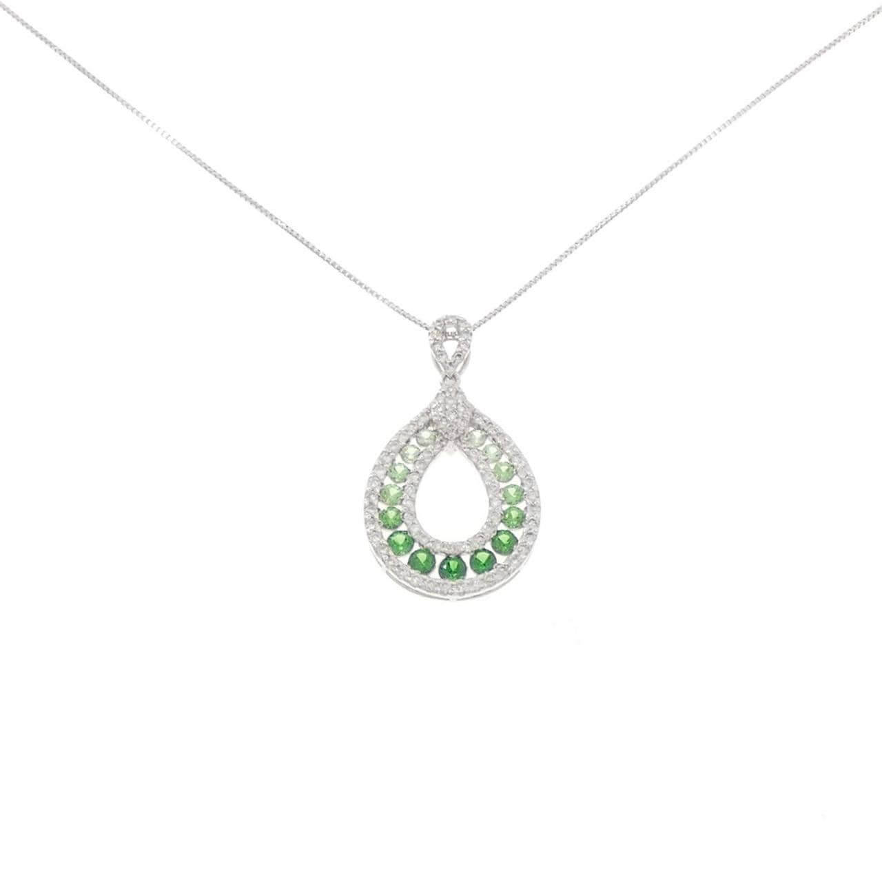 K18WG グリーンガーネット ネックレス 0.43CT