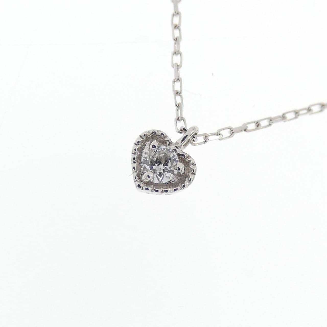 K10WG ハート ダイヤモンド ネックレス 0.05CT