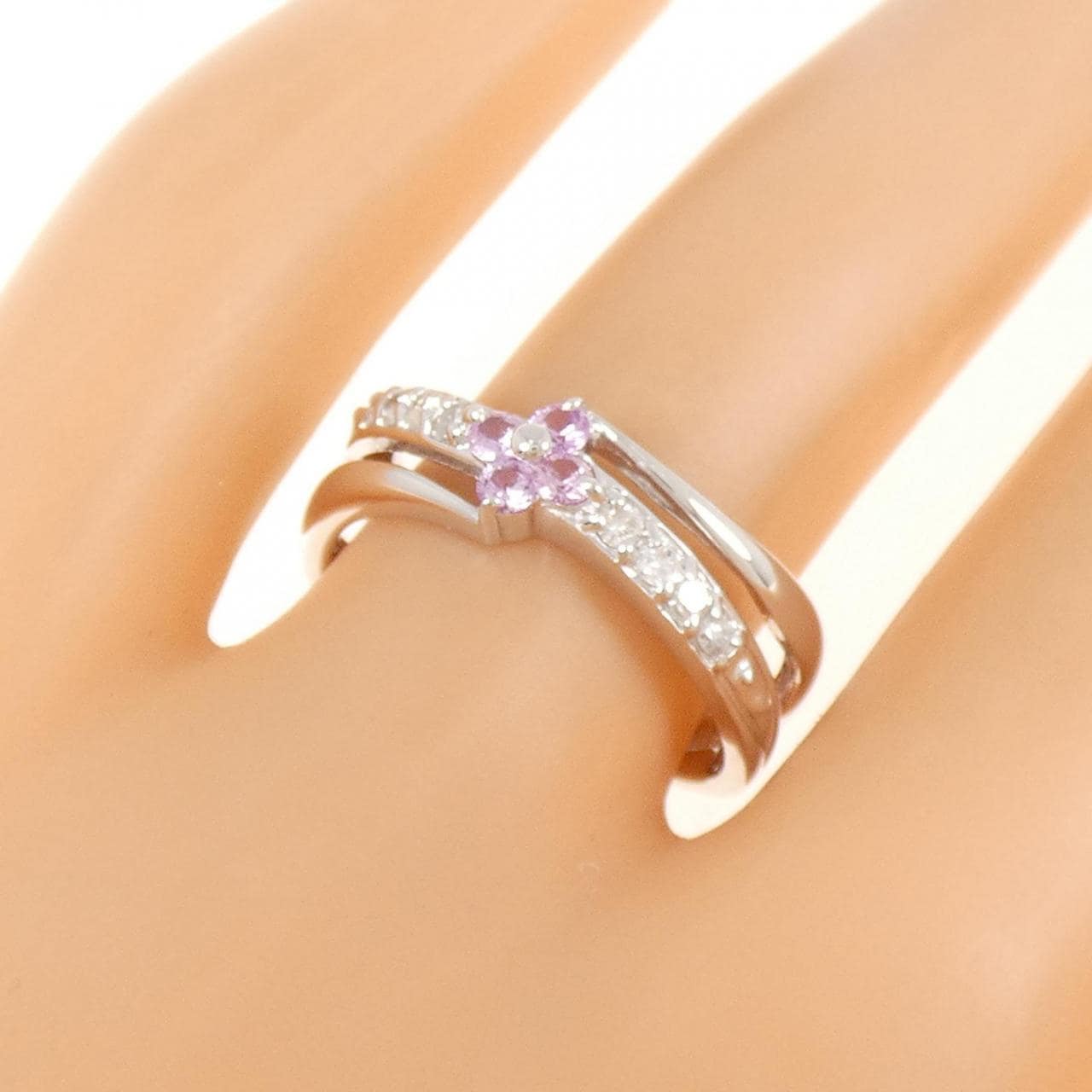 K14WG フラワー サファイヤ リング