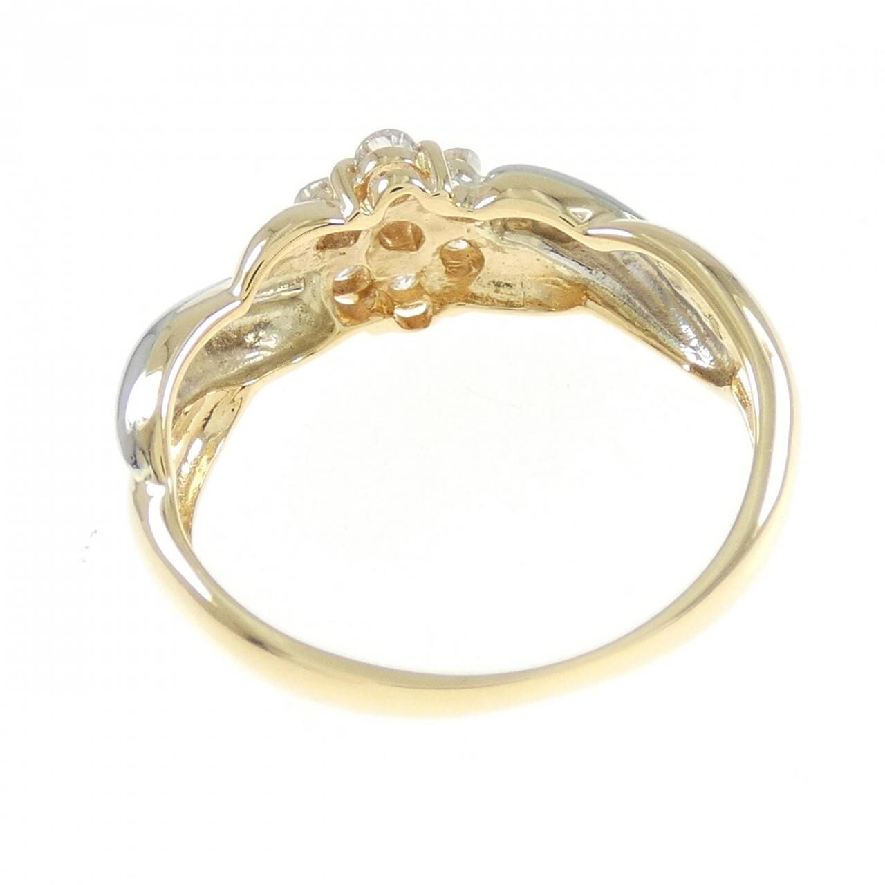 K18YG/PT900花朵鑽石戒指0.22CT