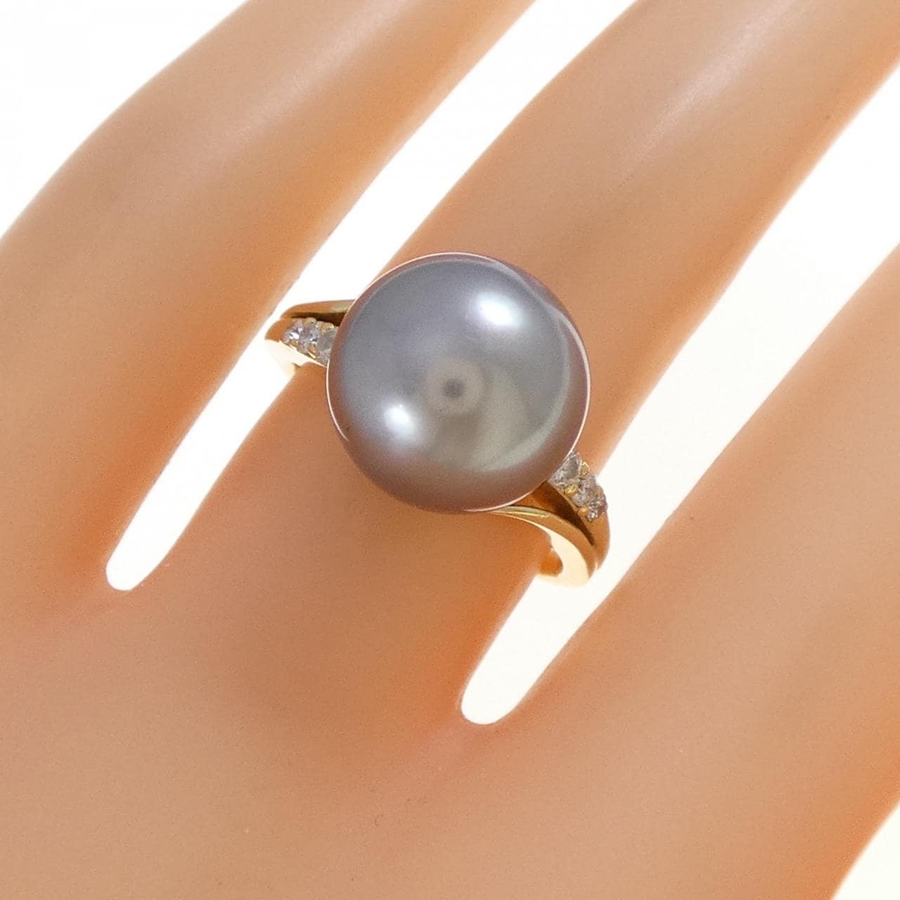 K18YG 黒蝶パール リング 11.1mm