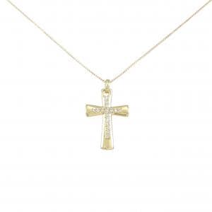K18YG クロス ダイヤモンド ネックレス 0.12CT