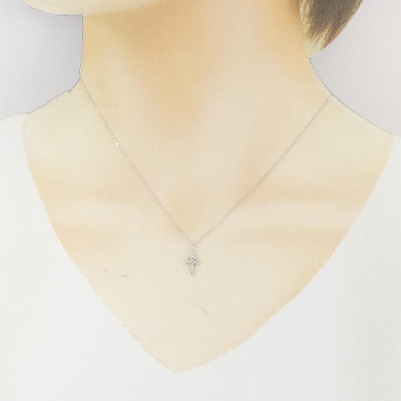 K18WG クロス ダイヤモンド ネックレス 0.10CT