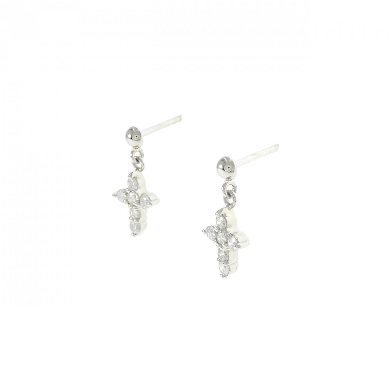 PT900 クロス ダイヤモンド ピアス 0.20CT