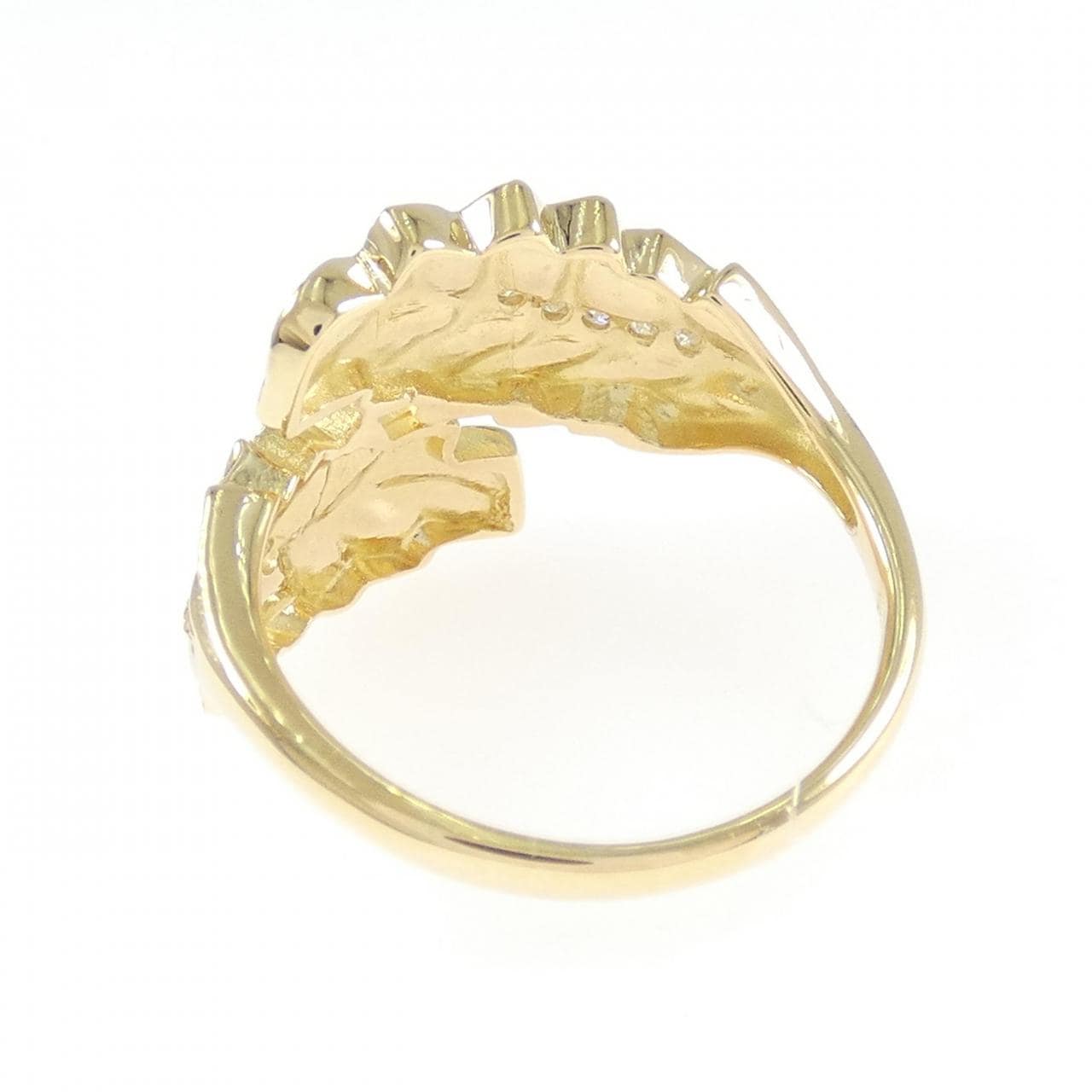 K18YG リーフ ダイヤモンド リング 0.06CT