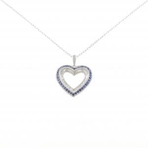 K18WG ハート サファイヤ ネックレス 0.40CT