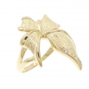 K18YG リボン ダイヤモンド リング 0.02CT