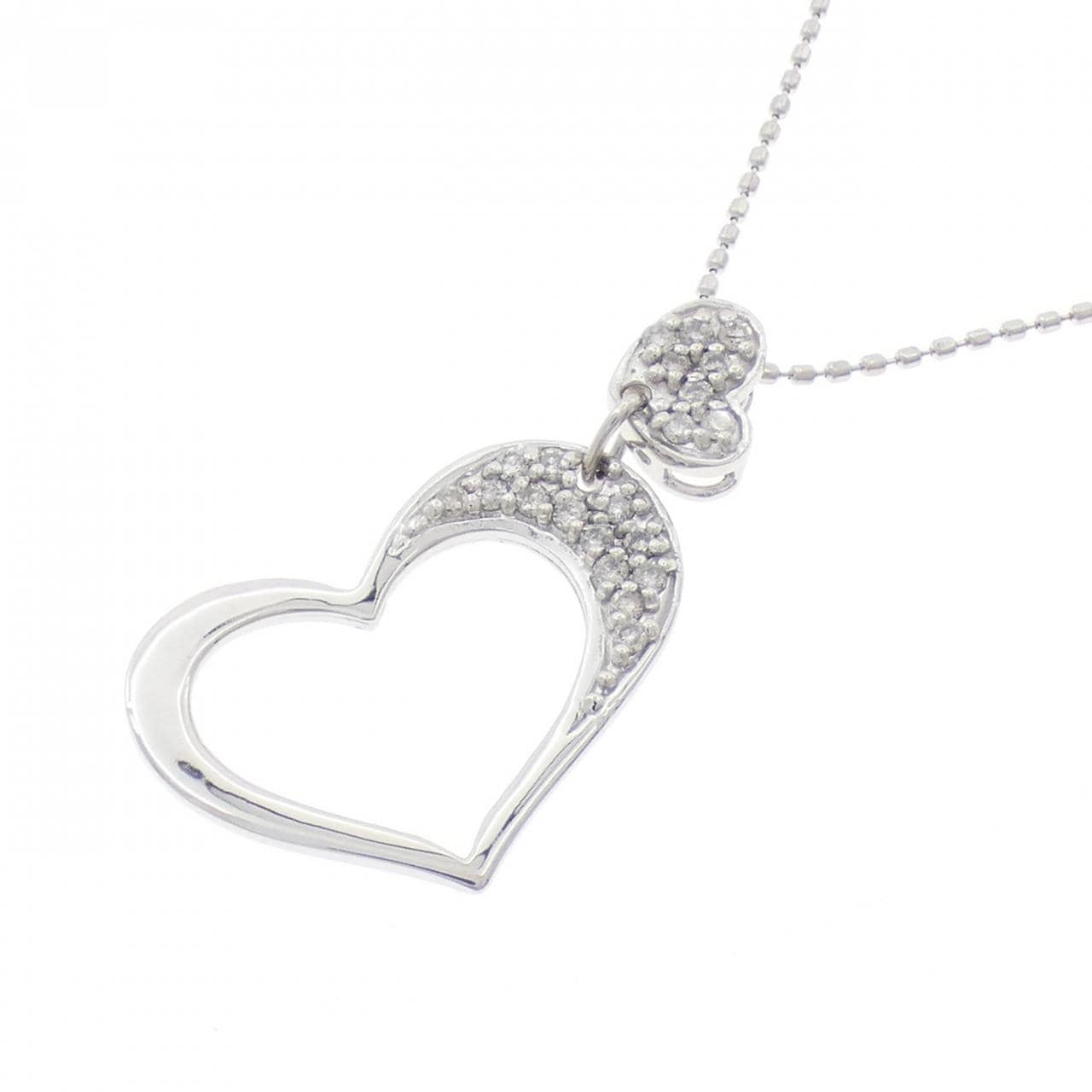 K14WG/K18WG ハート ダイヤモンド ネックレス 0.14CT