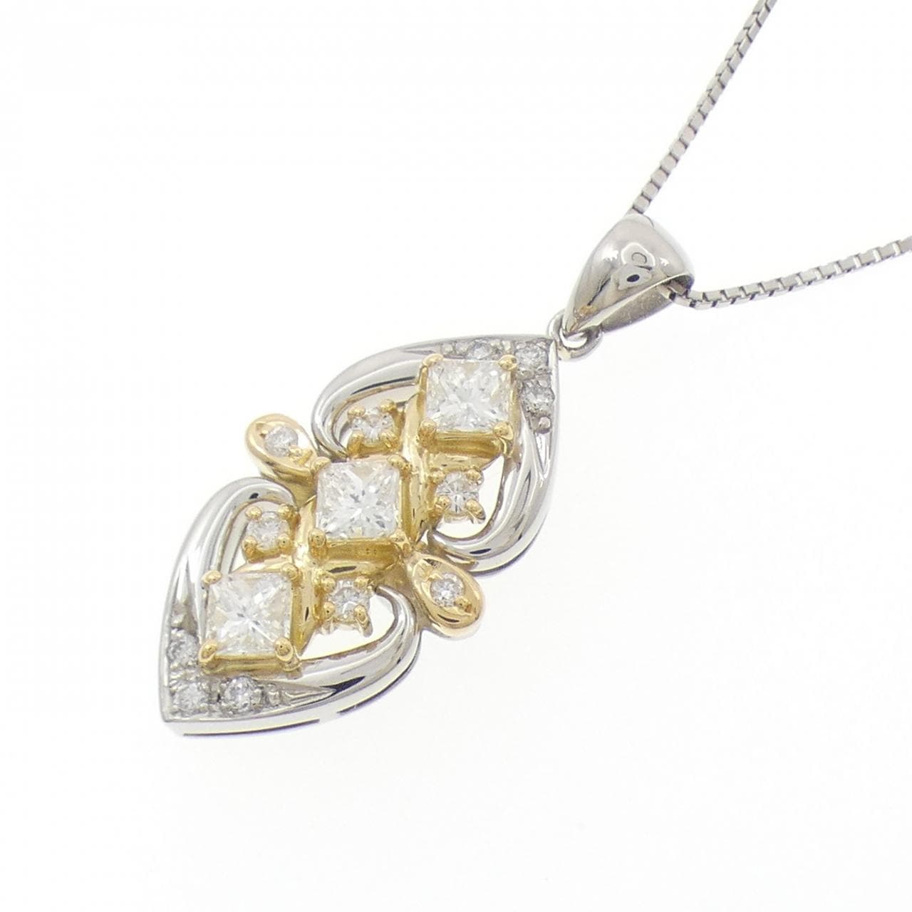 PT900/K18YG/PT850 ダイヤモンド ネックレス 0.65CT