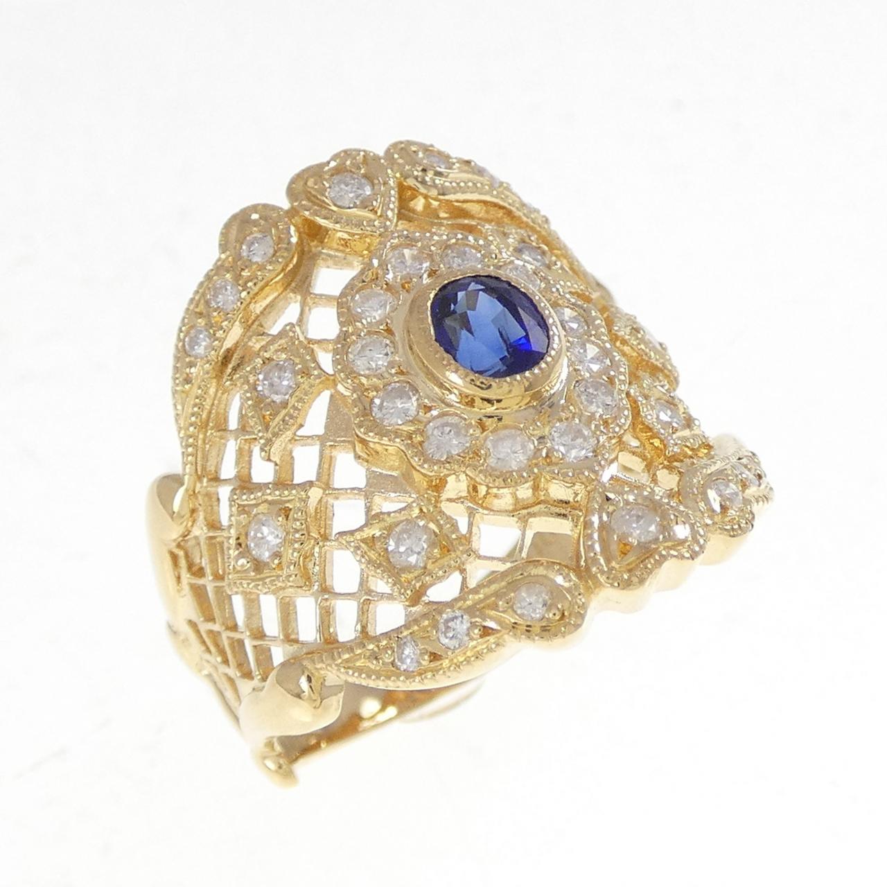 K18YG サファイヤ リング 0.45CT