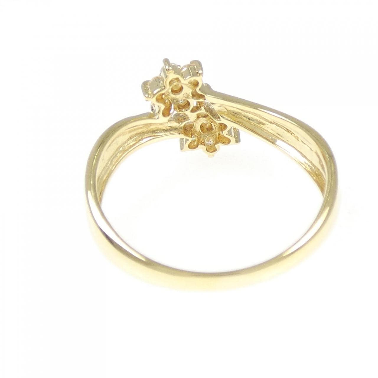 K18YG フラワー ダイヤモンド リング 0.19CT