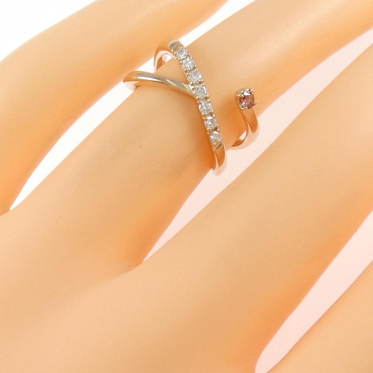K18PG ダイヤモンド リング 0.040CT FDP SI2 ファンシーカット