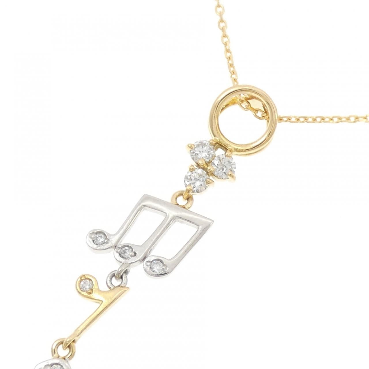 K18YG/PT900 オンプ ダイヤモンド ネックレス 0.28CT