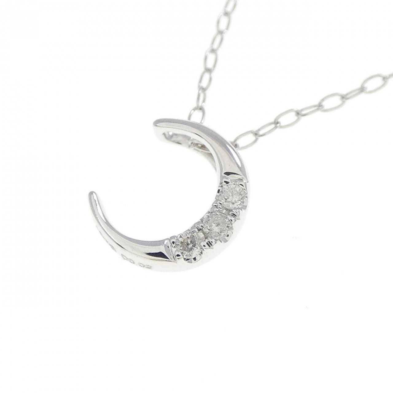 K10WG ムーン ダイヤモンド ネックレス 0.02CT