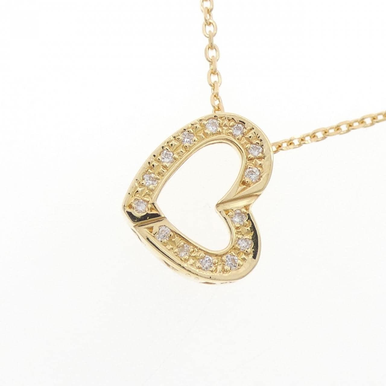 K18YG ハート ダイヤモンド ネックレス 0.09CT