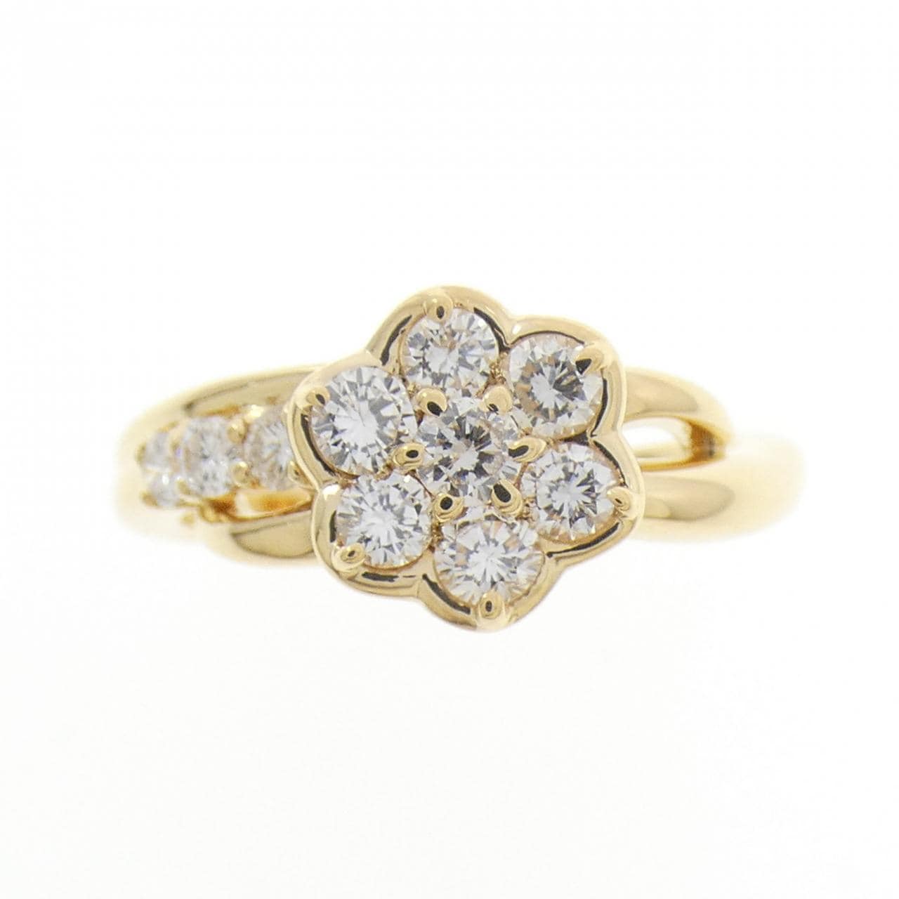 K18YG フラワー ダイヤモンド リング 0.50CT
