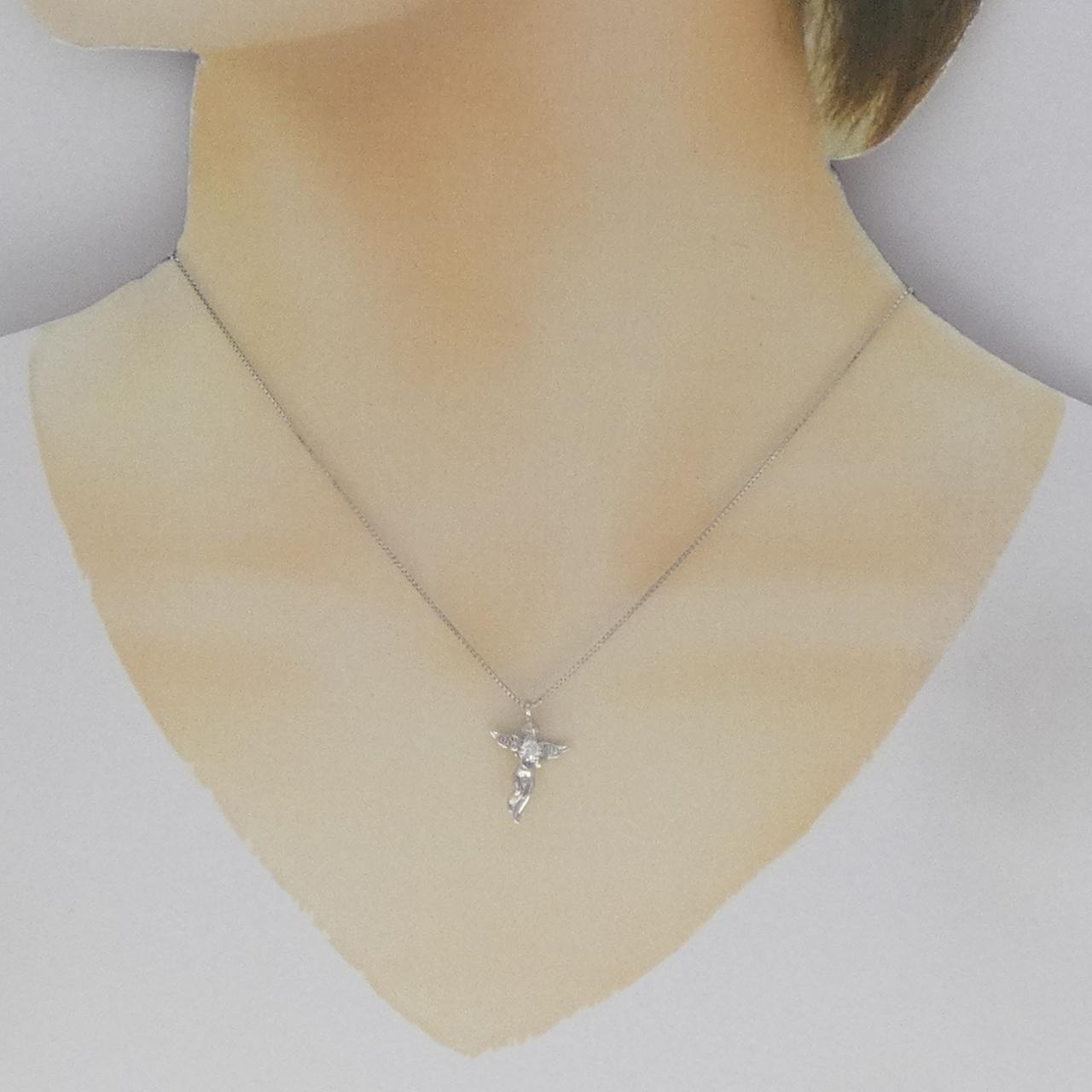 K18WG エンジェル ダイヤモンド ネックレス 0.10CT