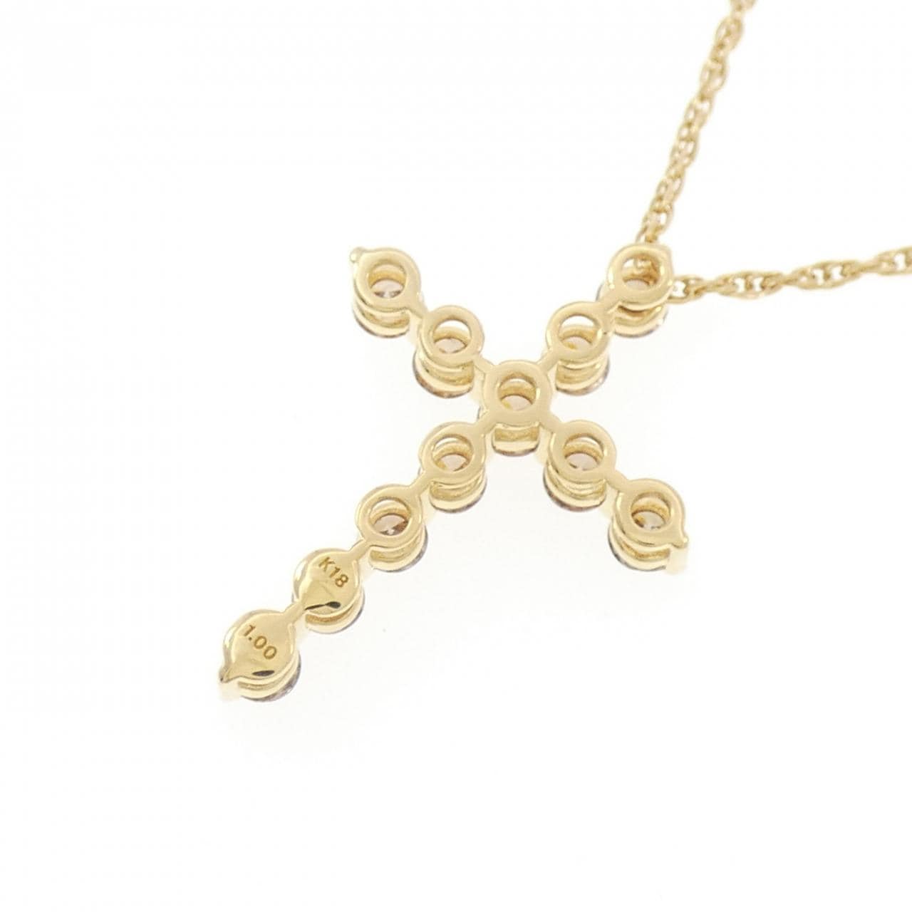 K18YG クロス ダイヤモンド ネックレス 1.00CT