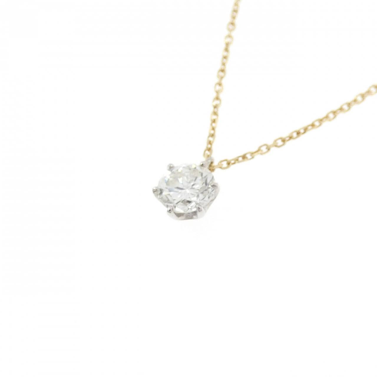 K18YG/PT900 バタフライ ダイヤモンド ネックレス 0.405CT