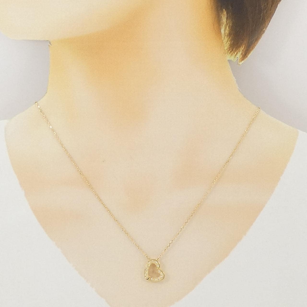 K18YG ハート ダイヤモンド ネックレス 0.09CT