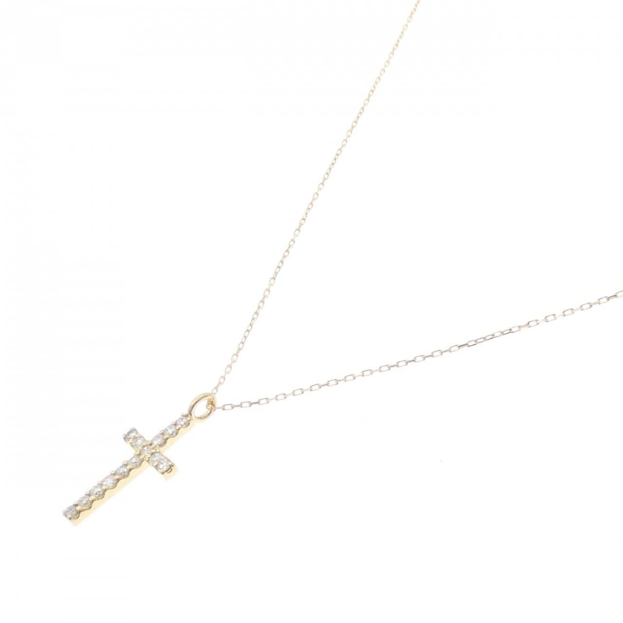 K18YG クロス ダイヤモンド ネックレス 0.14CT
