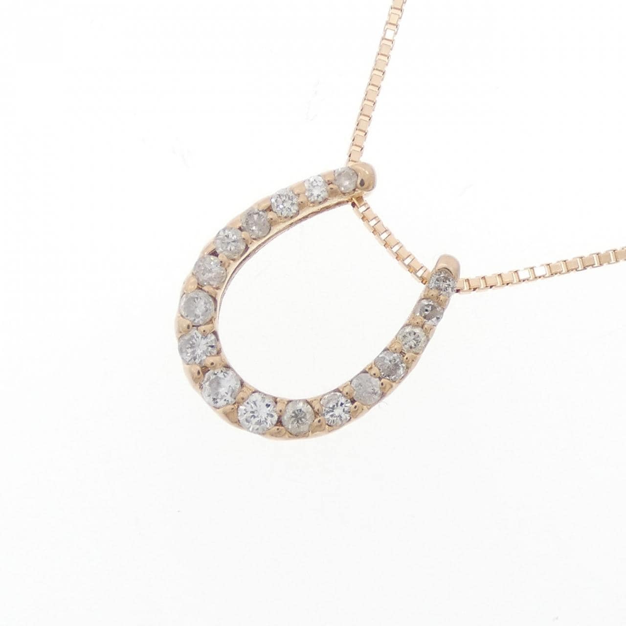 K18PG Horseshoe Diamond Necklace 0.20CT