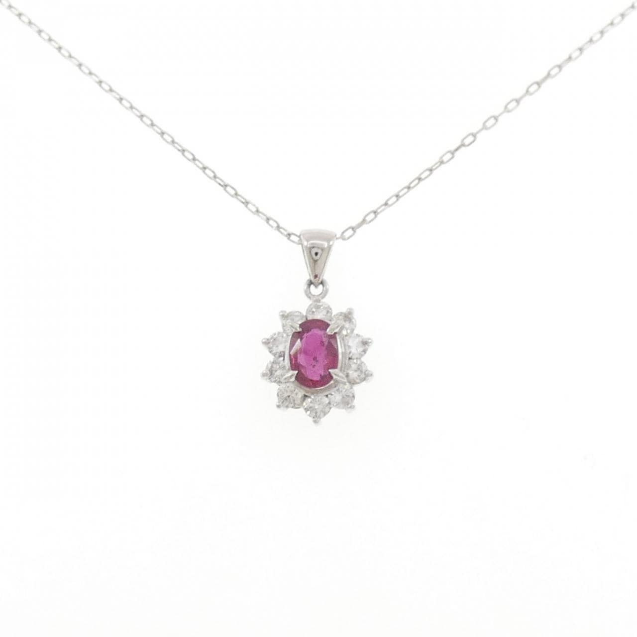 PT900/PT850 ルビー ネックレス 0.72CT