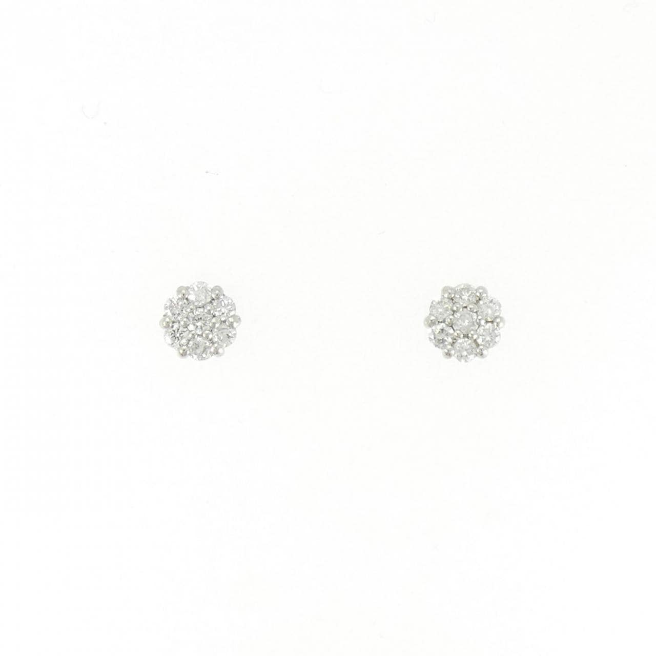 PT900 フラワー ダイヤモンド ピアス 0.150CT
