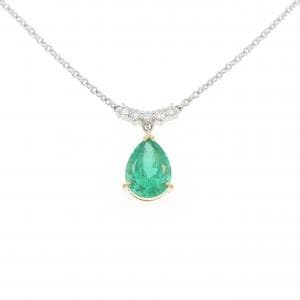 K18YG/PT850 エメラルド ネックレス 4.20CT コロンビア産
