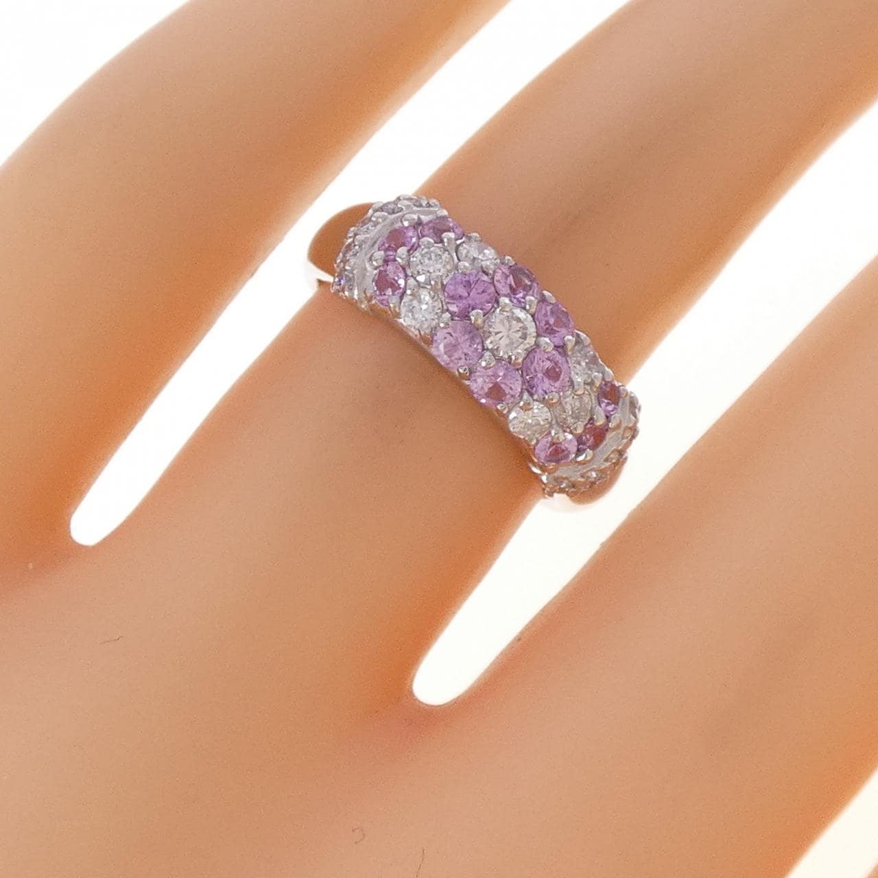 K18WG フラワー サファイヤ リング 0.50CT