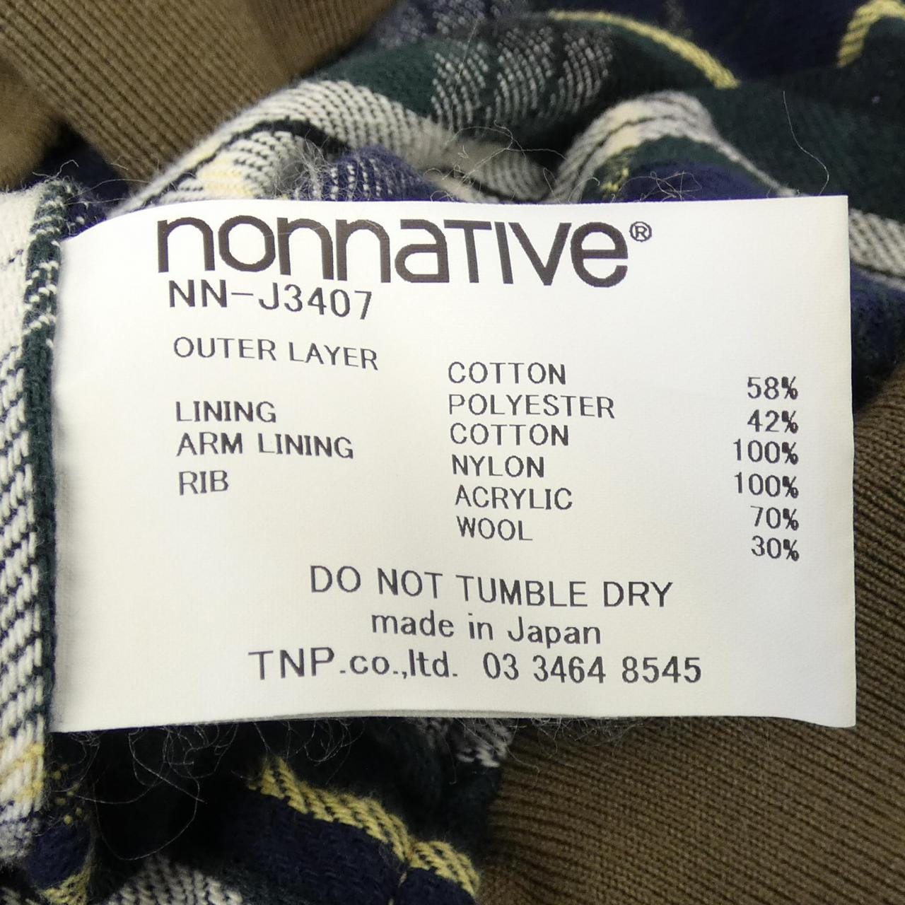 ノンネイティブ NONNATIVE NN-J3407 ブルゾン