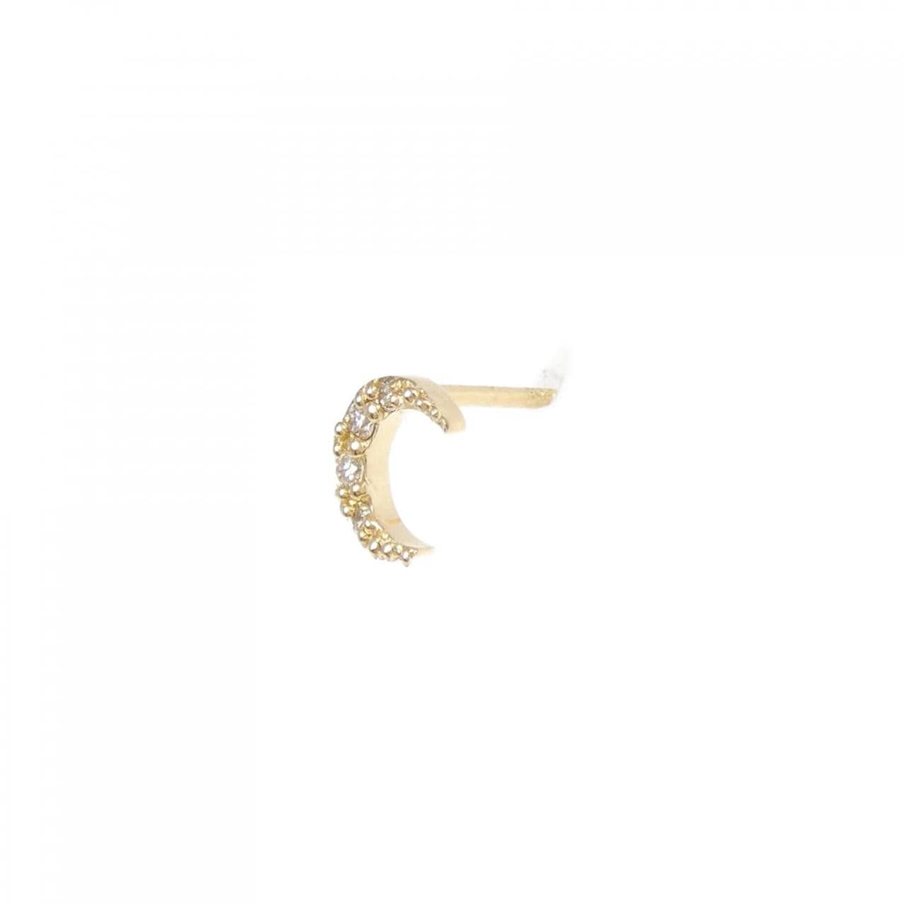 [BRAND NEW] K18YG Moon Diamond Earrings, One Ear, 0.02CT