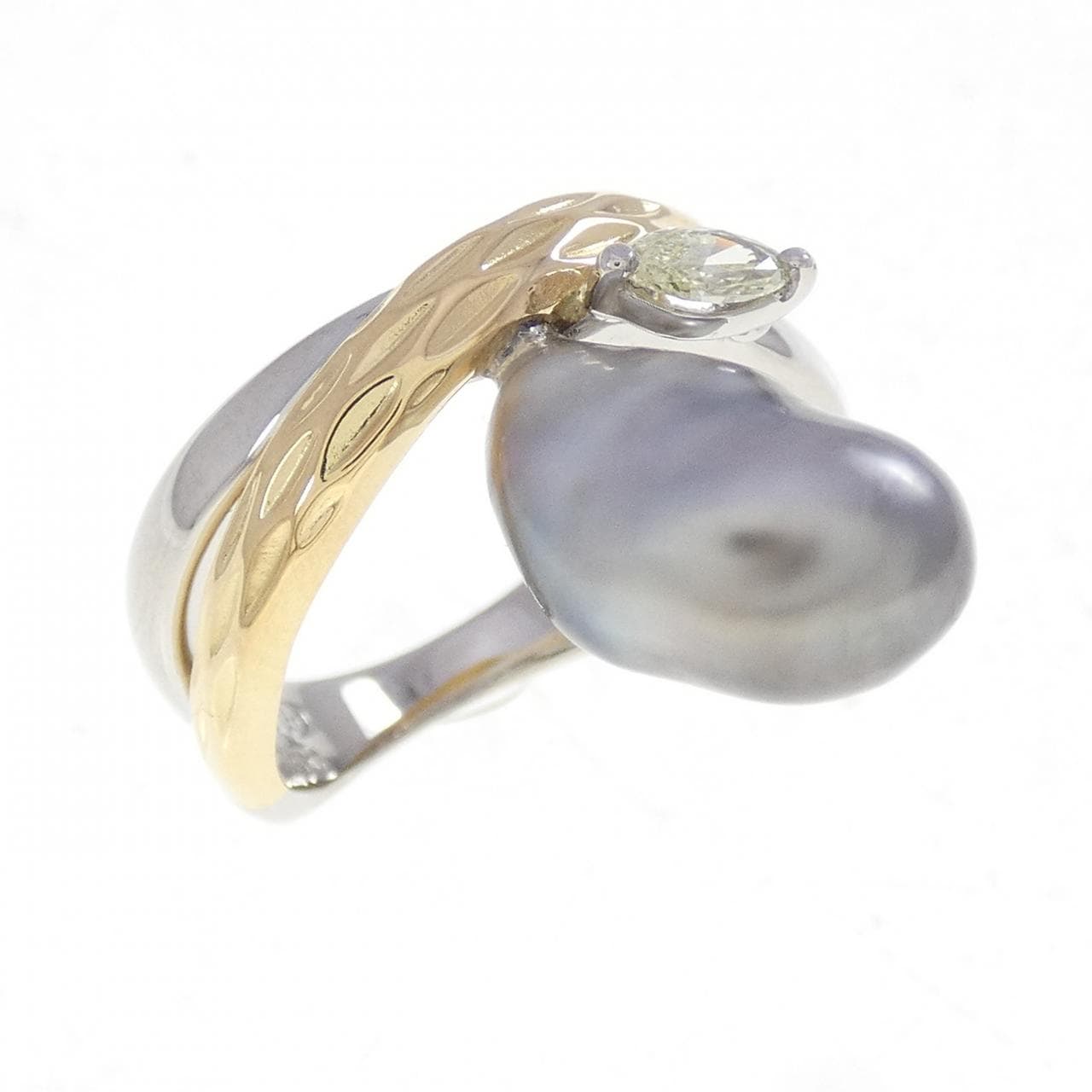 PT900/K18YG 黒蝶パール リング