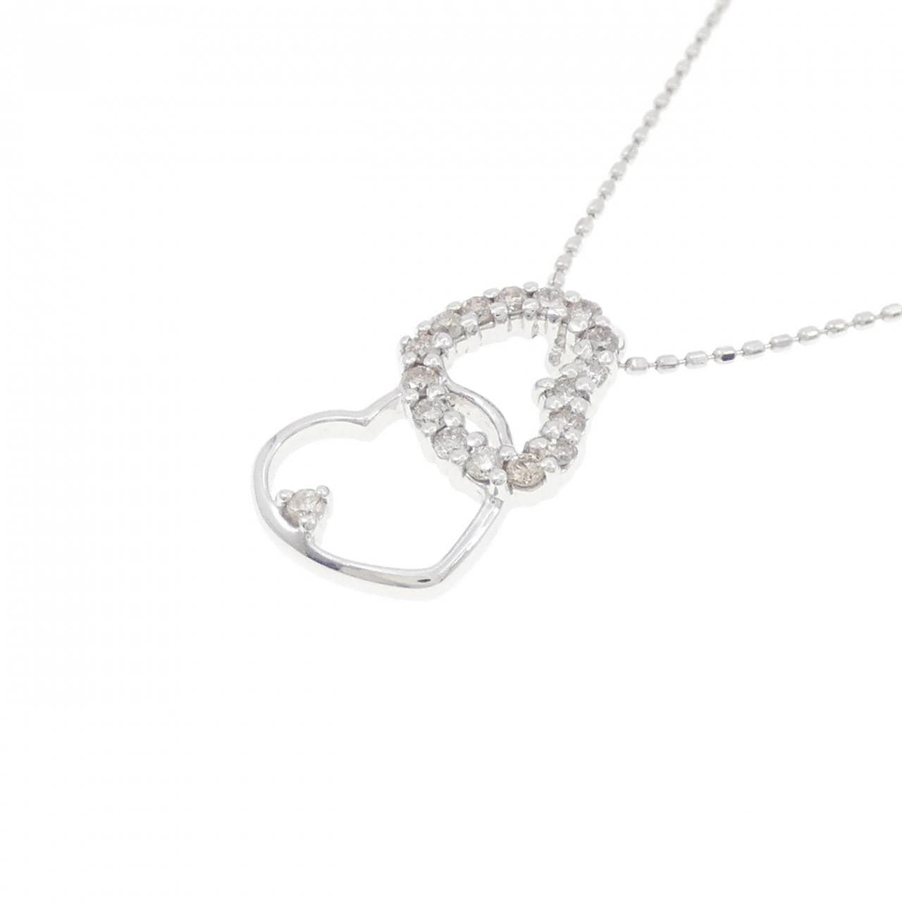 K18WG ハート ダイヤモンド ネックレス 0.20CT