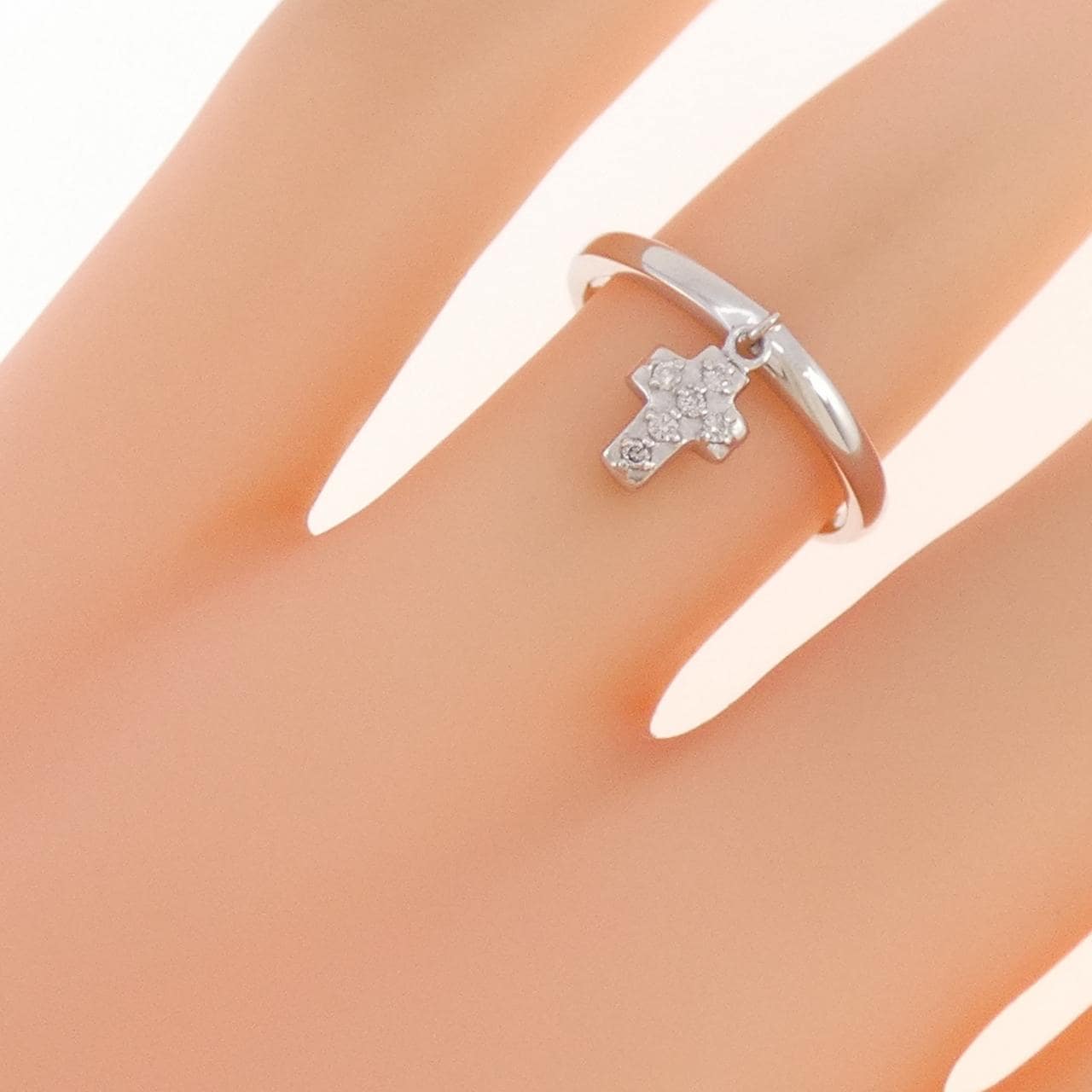 コメ兵｜K10WG クロス ダイヤモンド リング 0.04CT｜ジュエリー