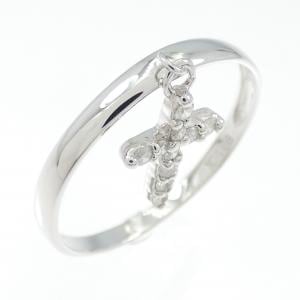 K14WG クロス ダイヤモンド リング 0.14CT