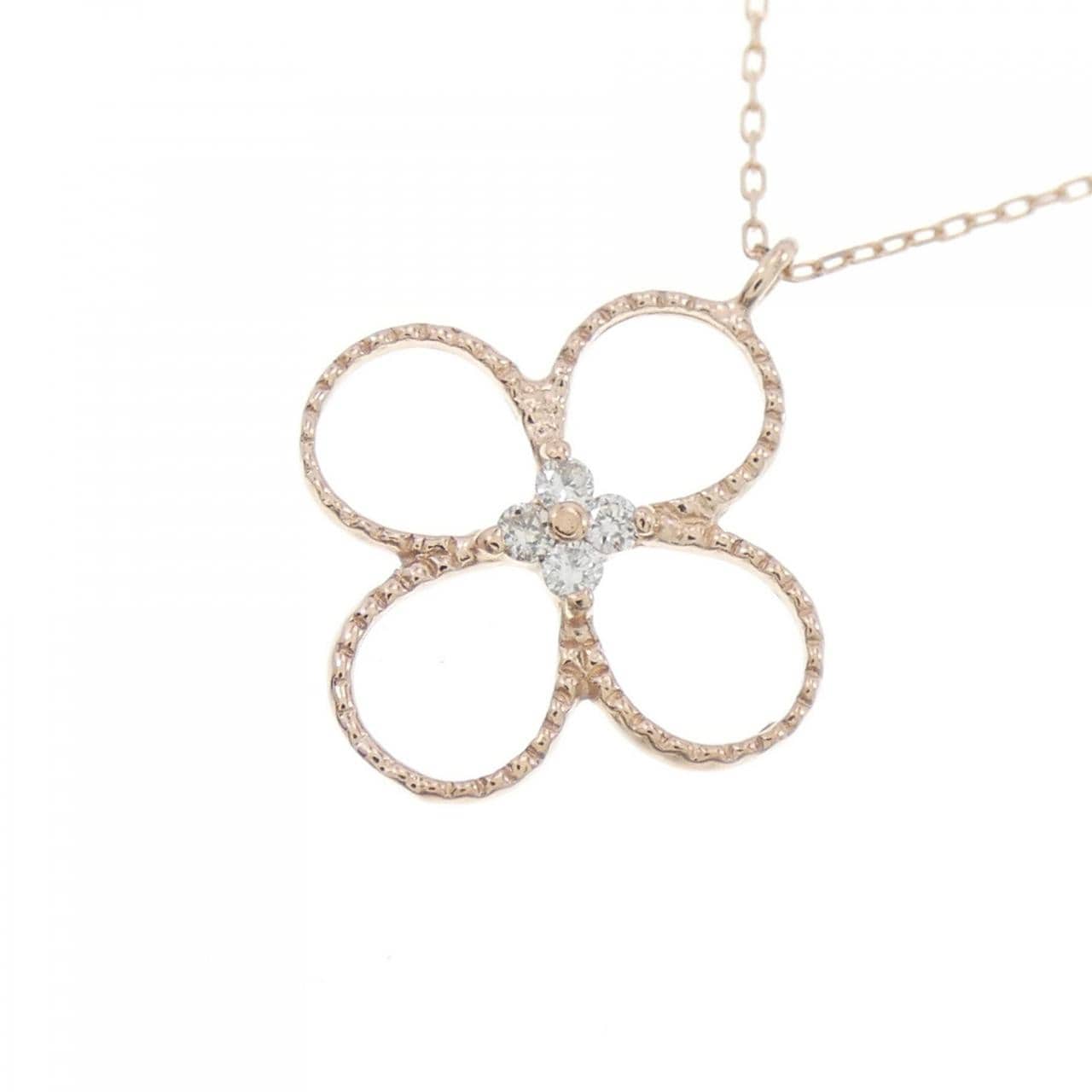 [BRAND NEW] K10PG Flower Diamond Necklace 0.03CT