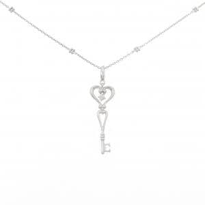 K18WG ハート×キー ダイヤモンド ネックレス 0.05CT