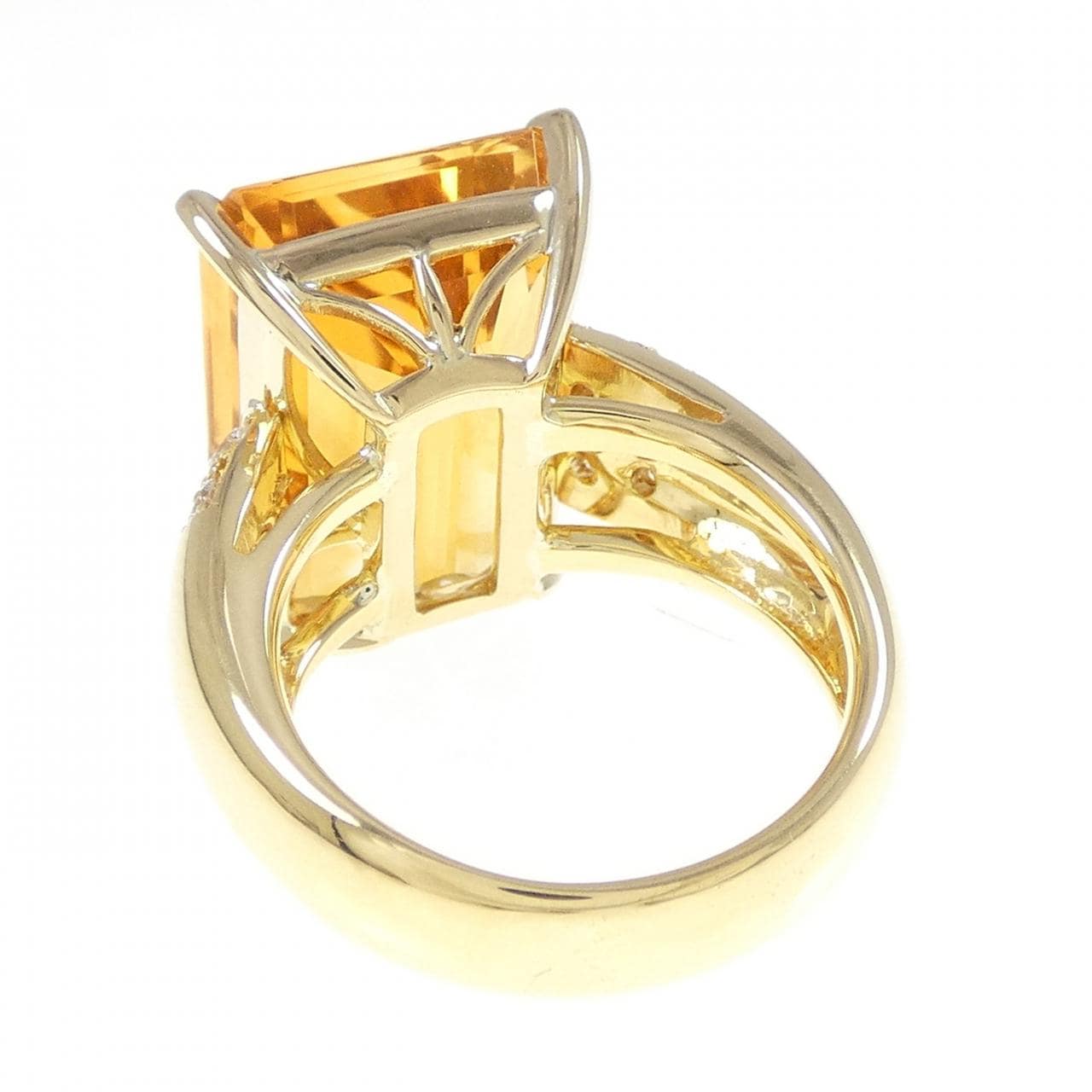 K18YG シトリン リング 13.50CT
