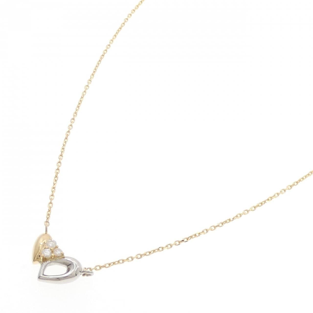 K18YG/PT900 ダイヤモンド ネックレス 0.10CT