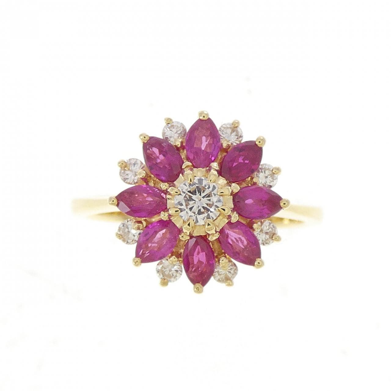 750YG フラワー ルビー リング 1.01CT