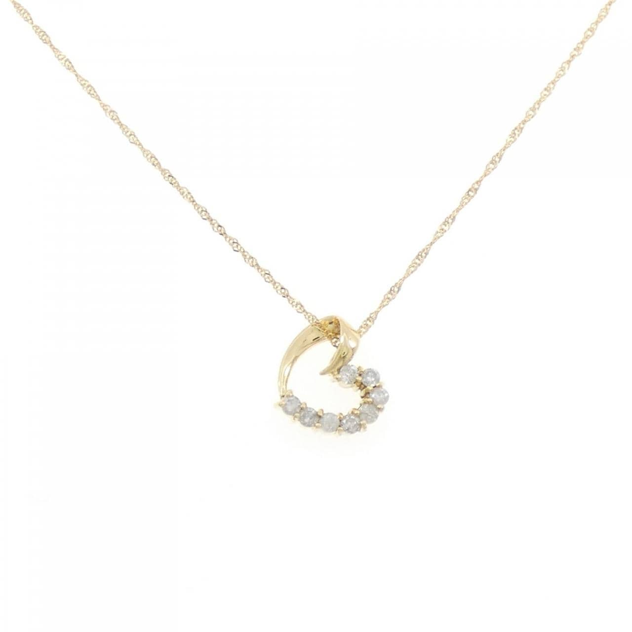 K18YG ハート ダイヤモンド ネックレス 0.15CT