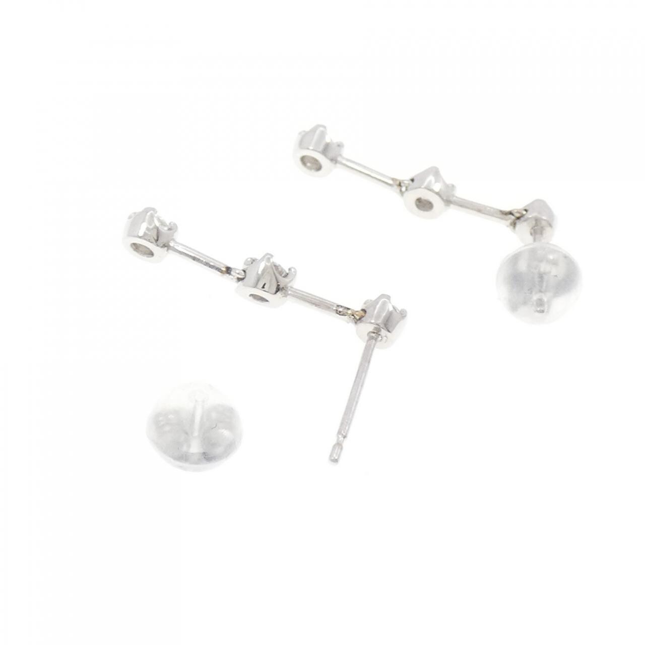 K18WG スリーストーン ダイヤモンド ピアス 0.30CT