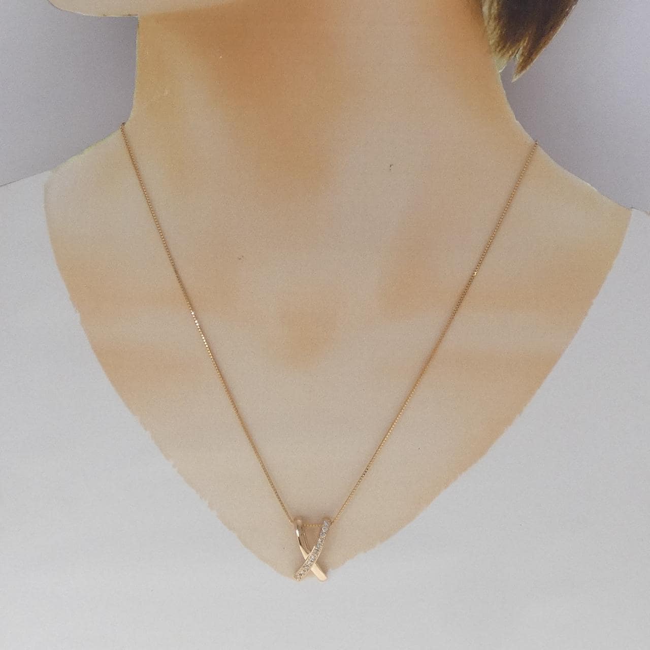 750PG/K18PG ダイヤモンド ネックレス 0.16CT