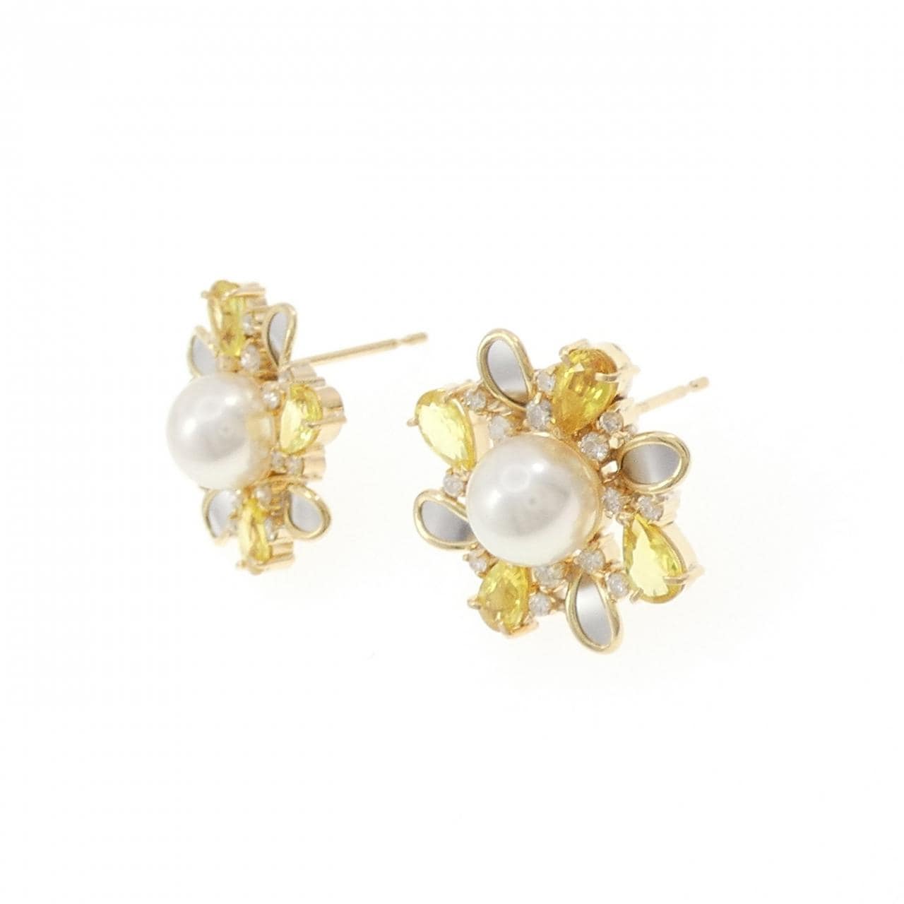 K18YG/PT850 カラーストーン ピアス