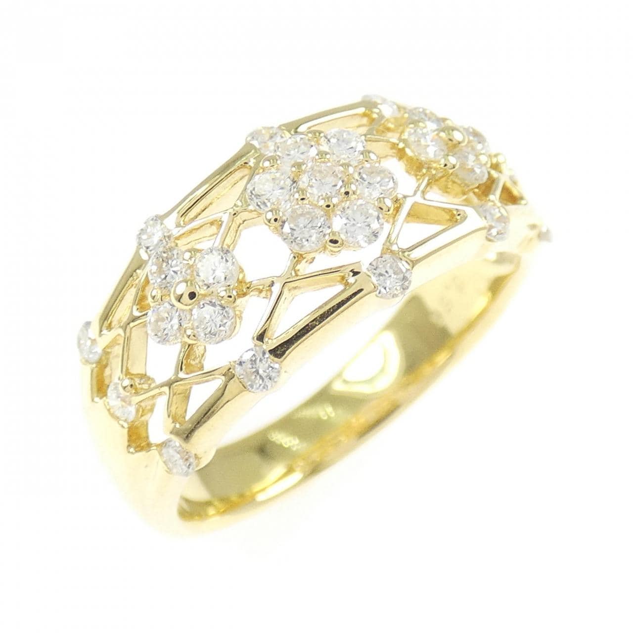 K18YG フラワー ダイヤモンド リング 0.50CT