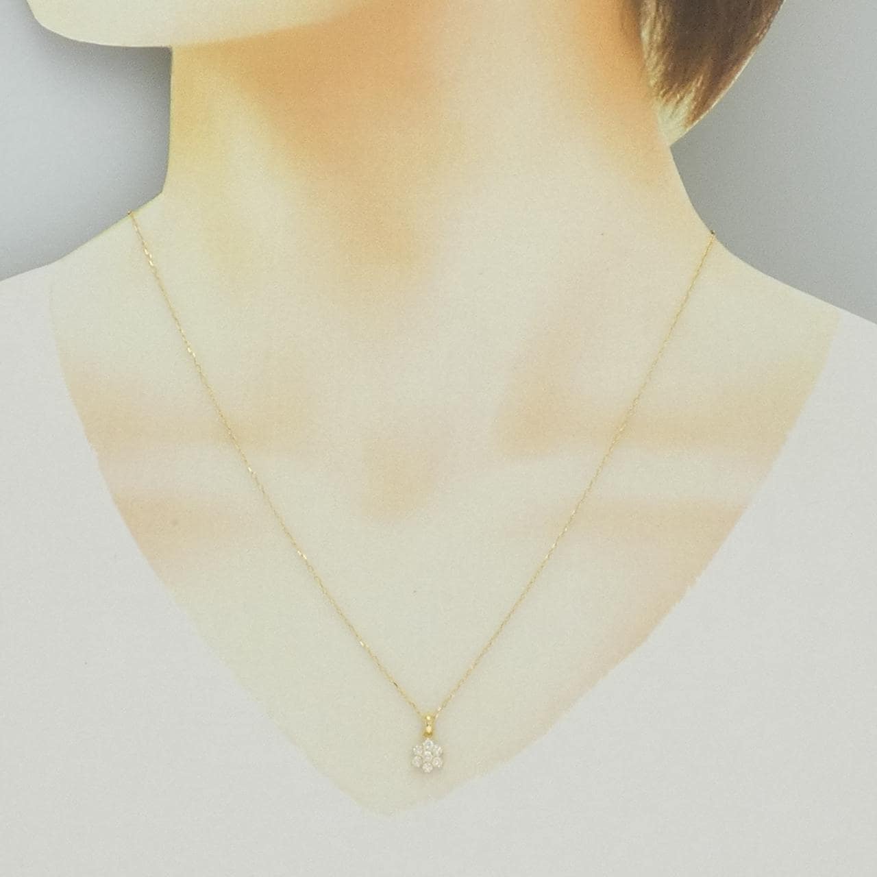 K18YG フラワー ダイヤモンド ネックレス 0.23CT